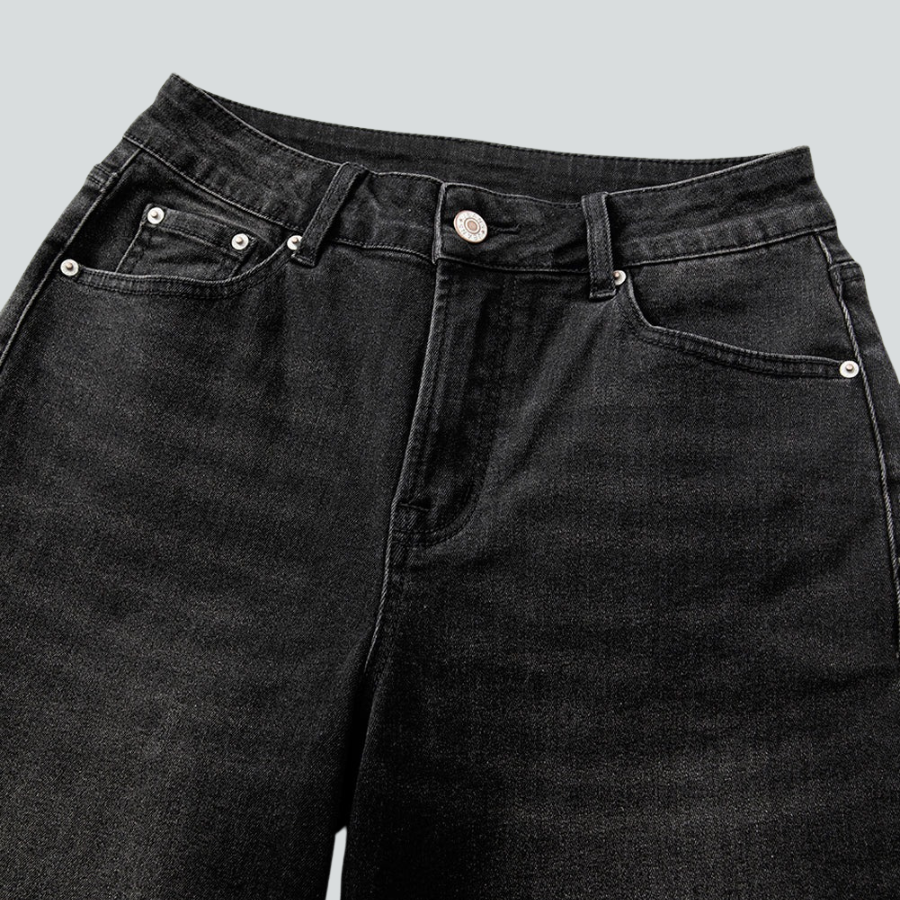 Denim Raw Hem Straight Leg Jeans
