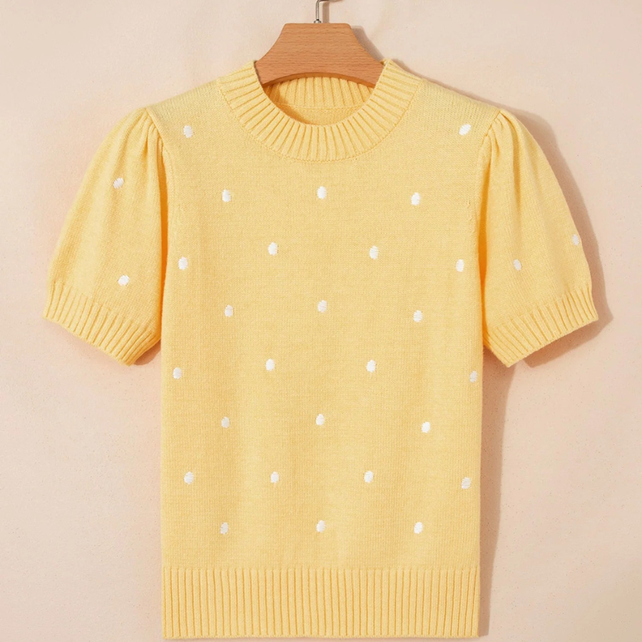 Polka Dot Bubble Short Sleeve Sweater