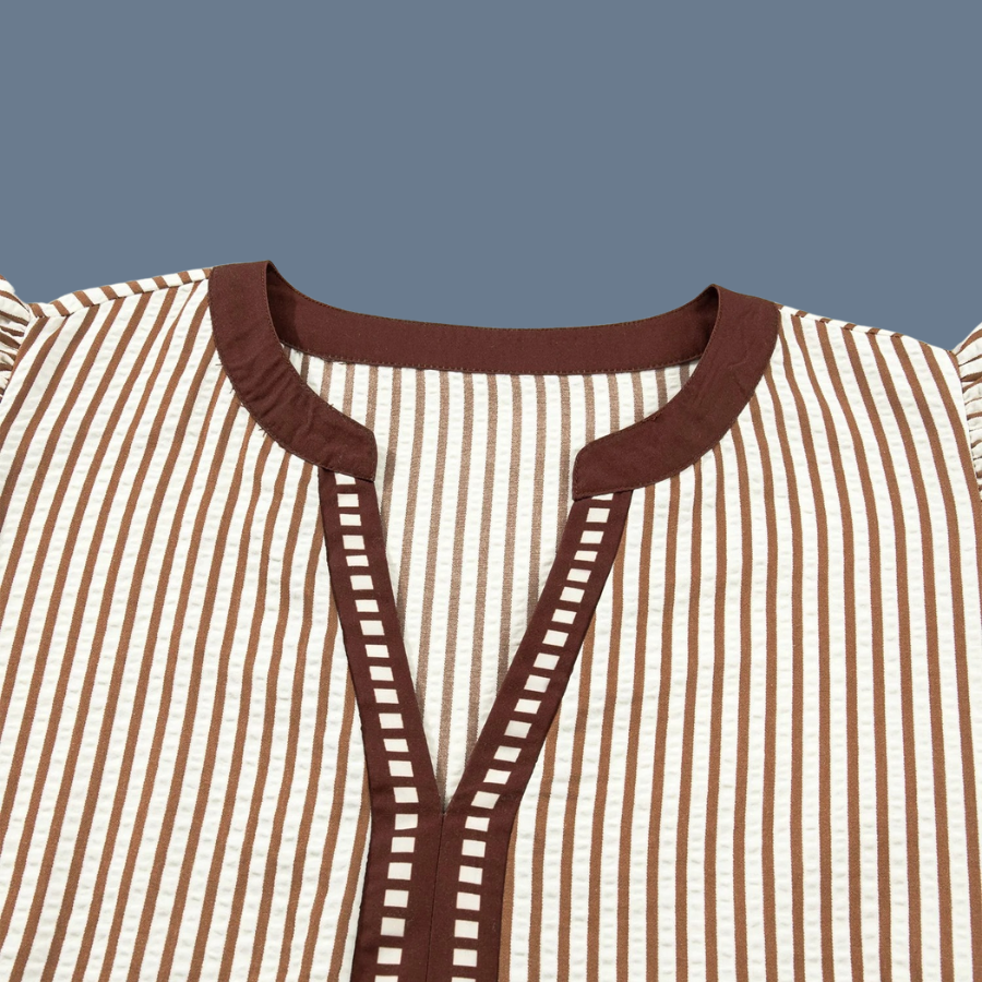 Plus Size Stripe Flutter Sleeve V-Neck Maxi Dress