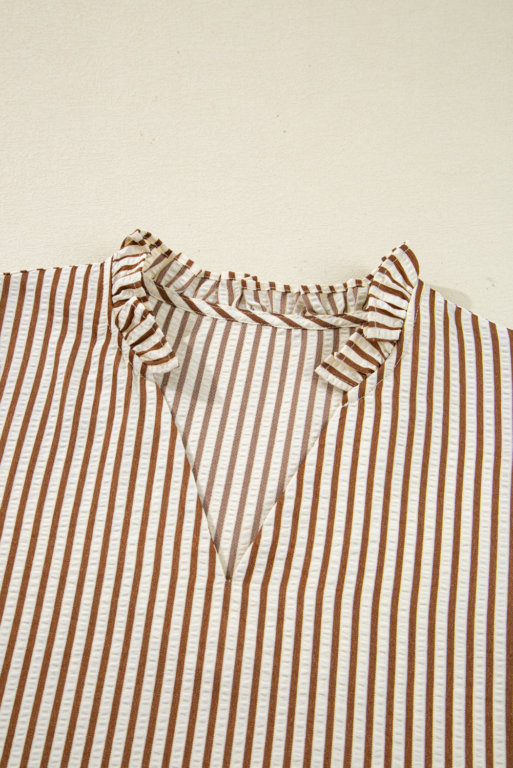 Blair Seersucker Blouse — Tie-Cuff Stripe Top