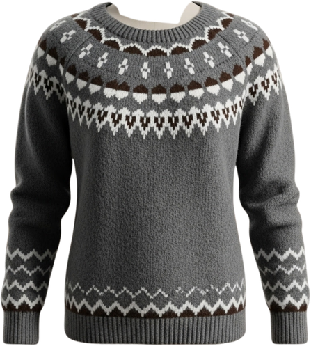 Printed Knitted Sweater - grey