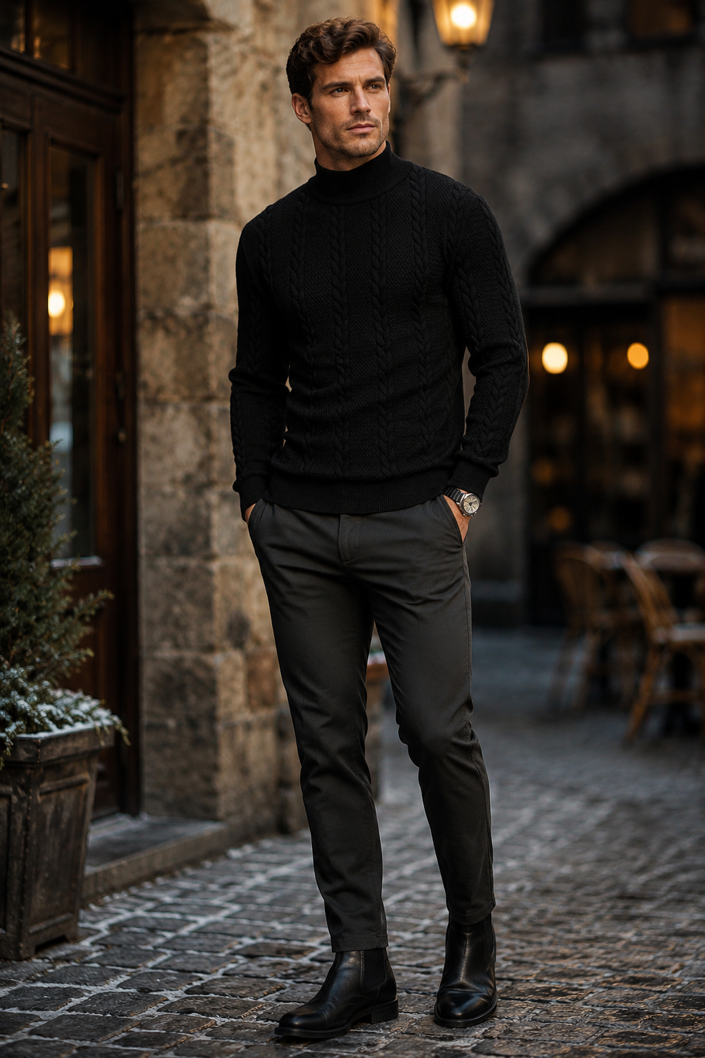 The Alpine Twist High Collar Sweater For Men