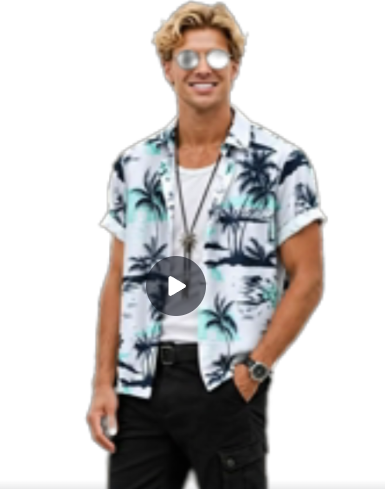 Men’s Botanical Print Shirt — Seaside Button-Down