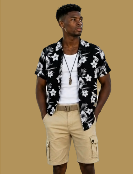 Men’s Botanical Print Shirt — Seaside Button-Down