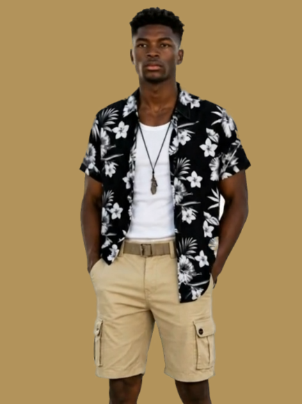 Men’s Botanical Print Shirt — Seaside Button-Down