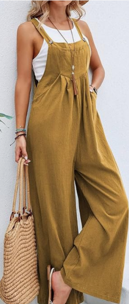 Women’s Linen Blend Wide Leg Jumpsuit – Wanderlight Collection