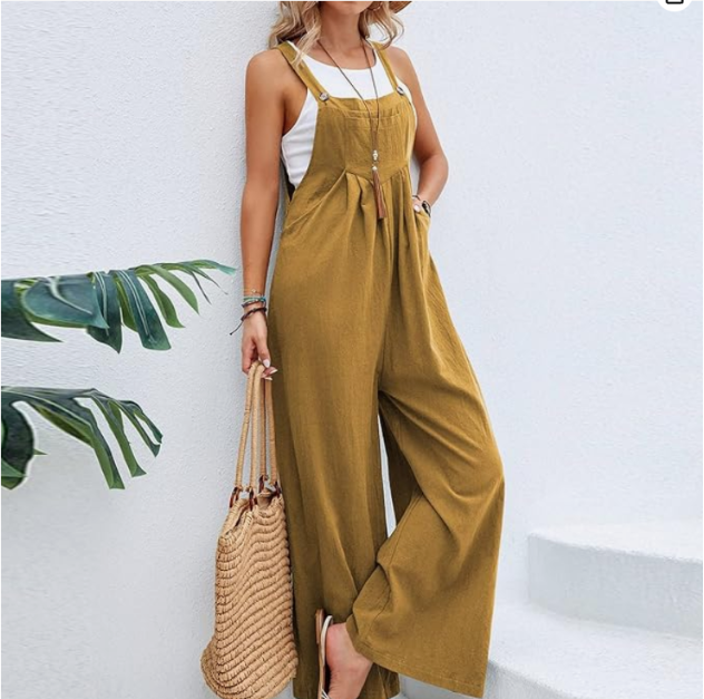 Women’s Linen Blend Wide Leg Jumpsuit – Wanderlight Collection
