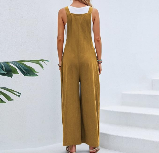 Women’s Linen Blend Wide Leg Jumpsuit – Wanderlight Collection