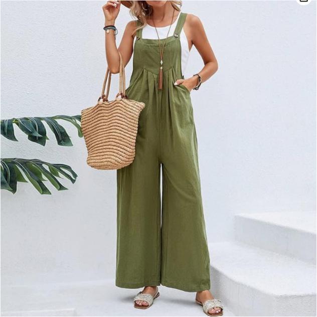Women’s Linen Blend Wide Leg Jumpsuit – Wanderlight Collection