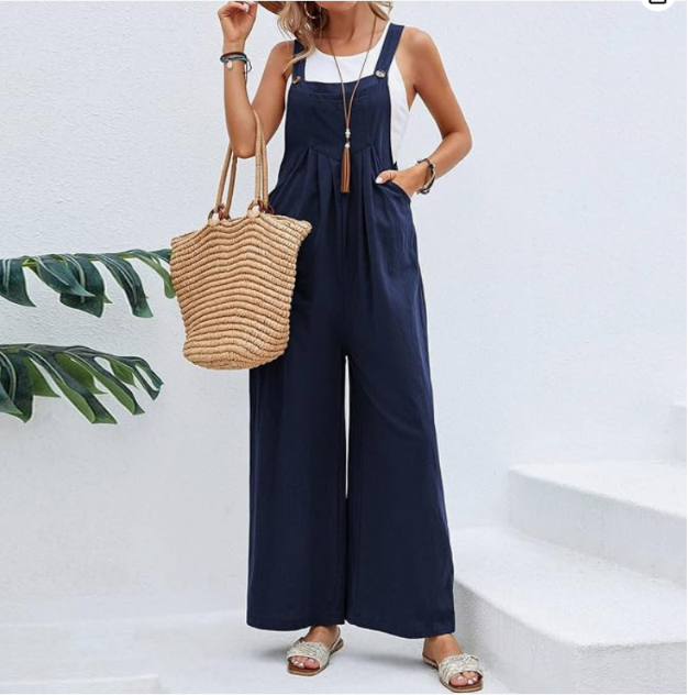 Women’s Linen Blend Wide Leg Jumpsuit – Wanderlight Collection