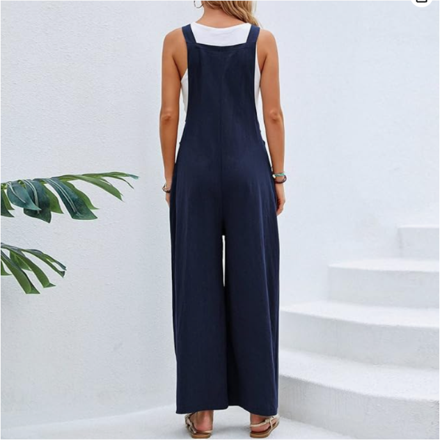 Women’s Linen Blend Wide Leg Jumpsuit – Wanderlight Collection