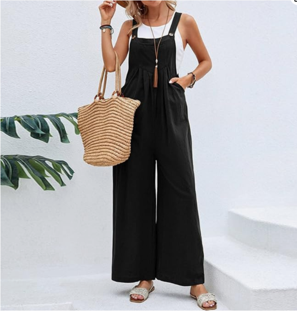 Women’s Linen Blend Wide Leg Jumpsuit – Wanderlight Collection