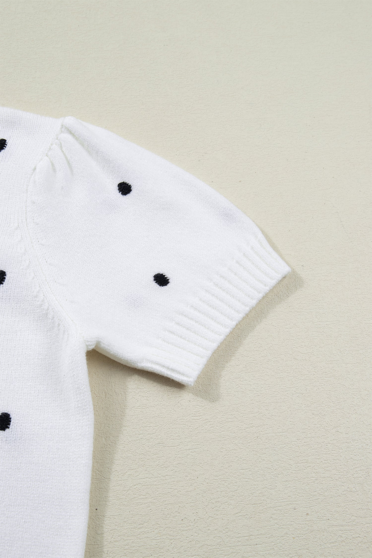 Polka Dot Bubble Short Sleeve Sweater ~ B & W
