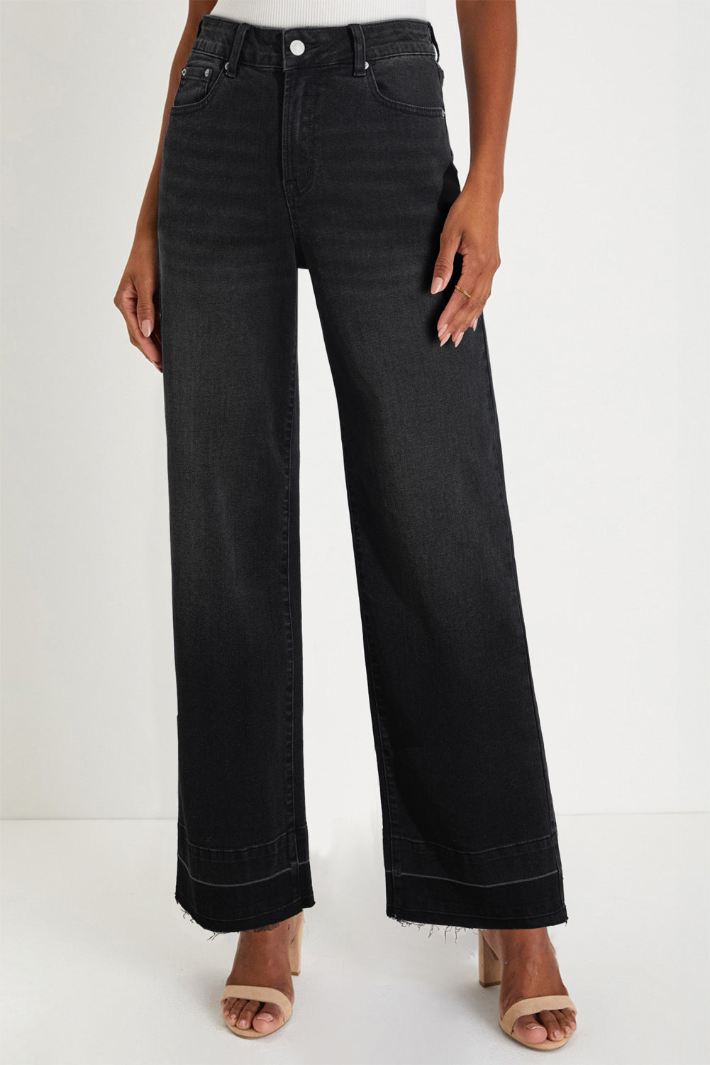 Ridgeway Raw Hem Jeans — High-Rise Straight Leg Denim