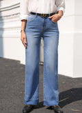 Ridgeway Raw Hem Jeans — High-Rise Straight Leg Denim