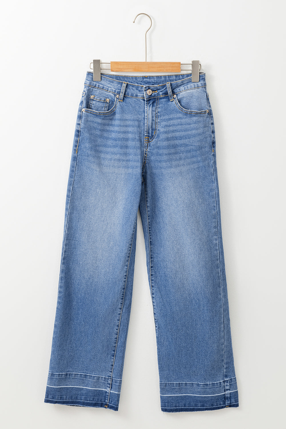 Ridgeway Raw Hem Jeans — High-Rise Straight Leg Denim