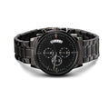 Men's Engraved Black Chronograph Watch