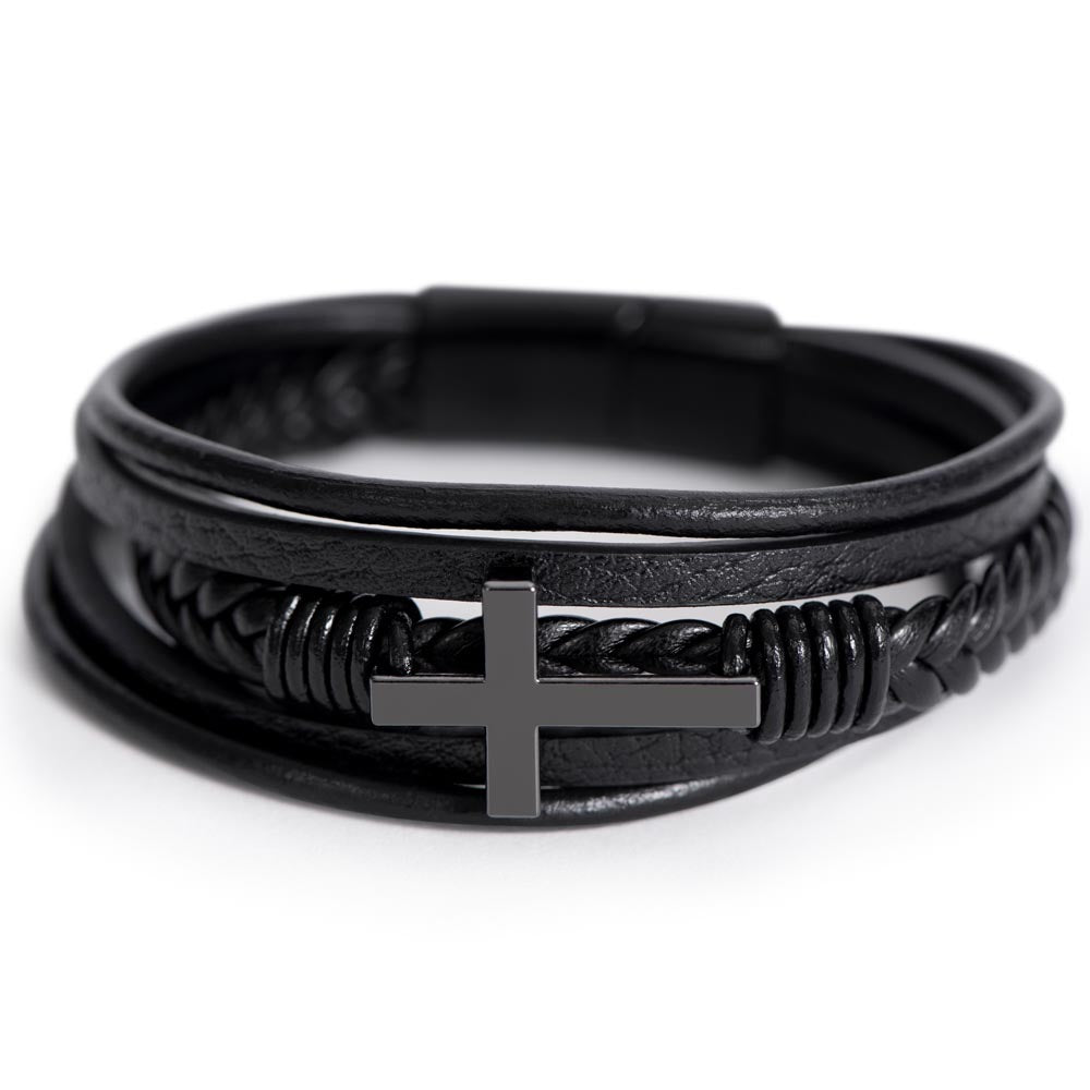 Calm to my Chaos - Leather Cross Bracelet