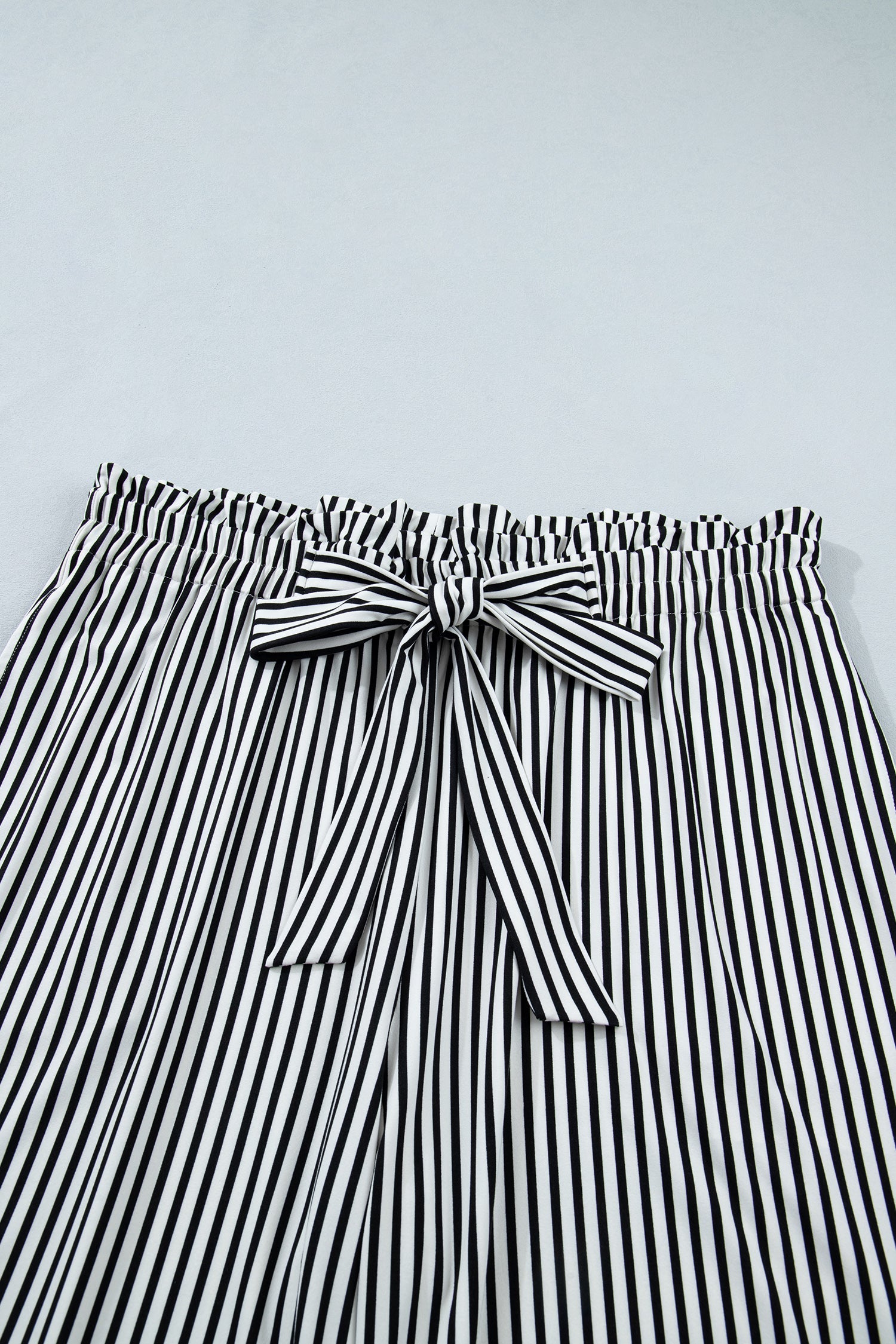 Harbor Stripe Tie-Waist Trousers — Relaxed Straight-Leg Pants