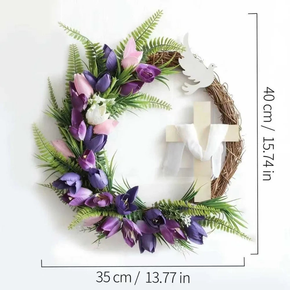 Easter Tulip Cross Wreath