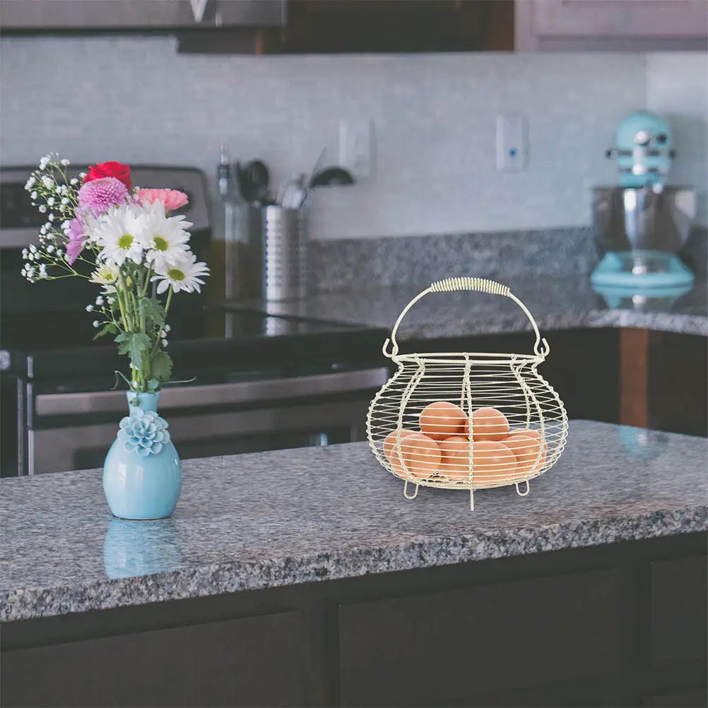 White/ Black Vintage Wire Egg Basket