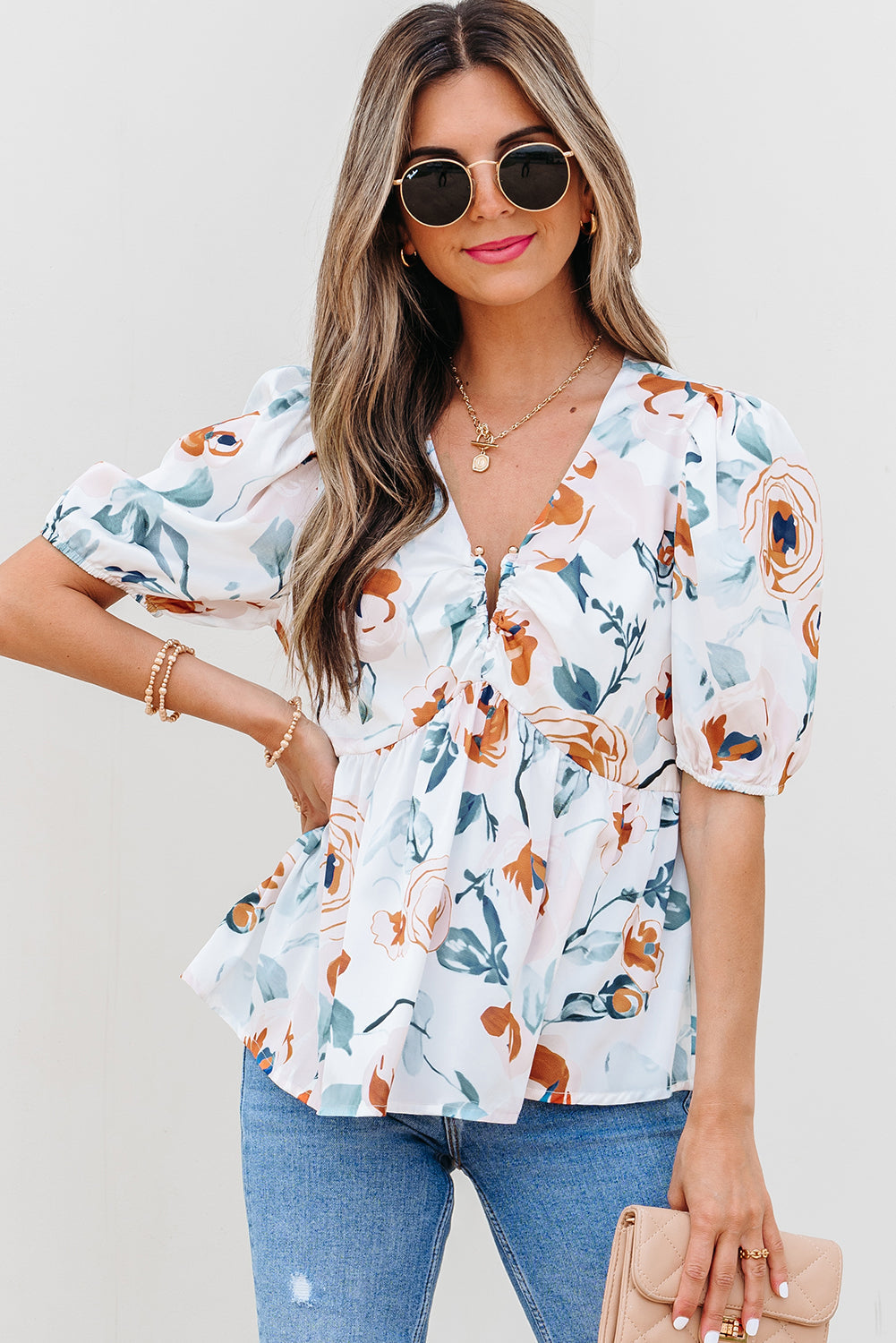 Wildflower Baby~doll Blouse — Floral Puff Sleeve Top