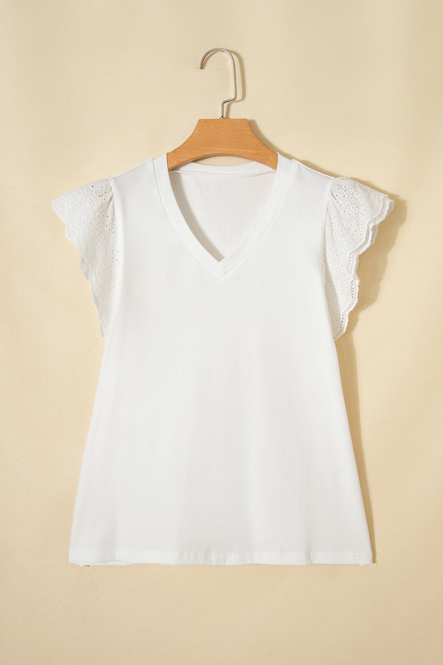Willow~Lace Flutter Blouse — Pleated Lace Detail Top