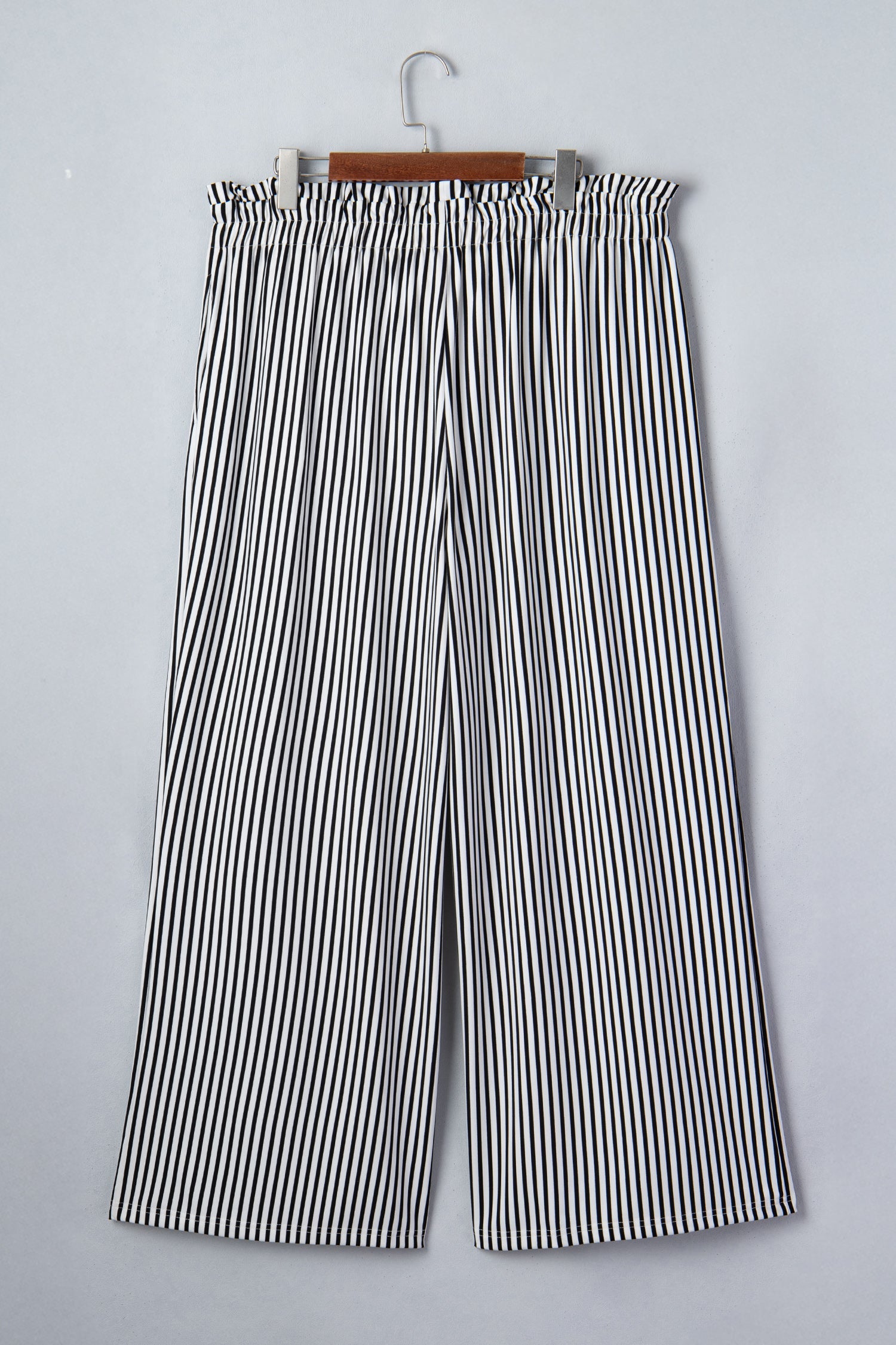 Harbor Stripe Tie-Waist Trousers — Relaxed Straight-Leg Pants