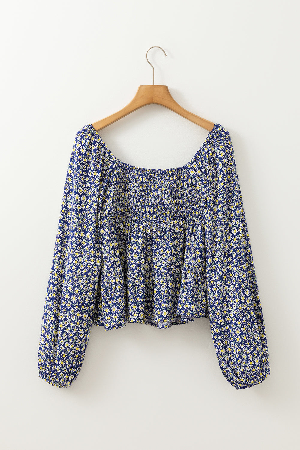 The Sky Bloom Smocked Square Neck Loose Fit Blouse