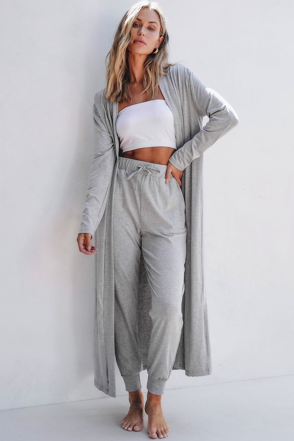The Sunday Morning Lounge Set - Long Cardigan and Skinny Pants Lounge Set for Women