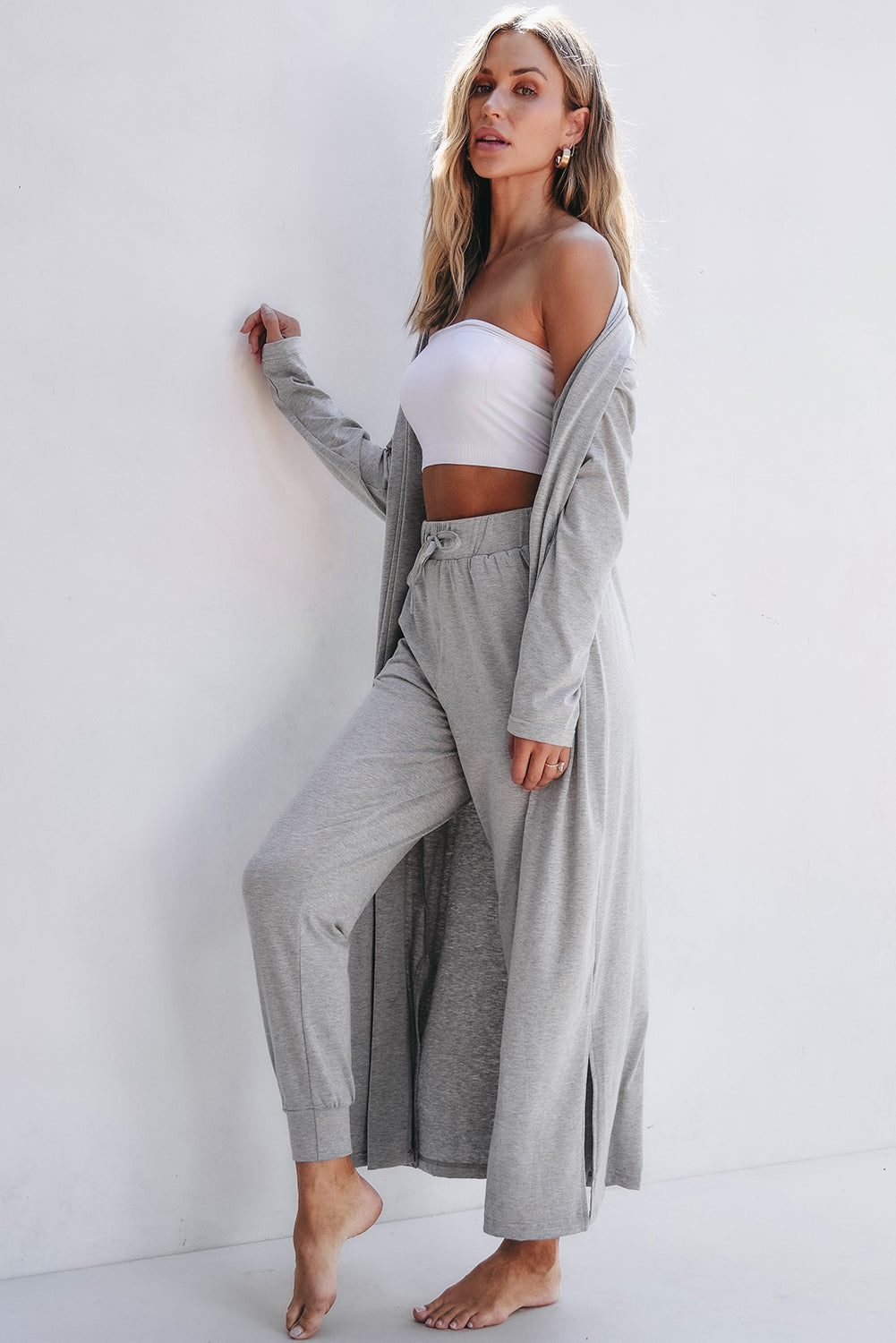 The Sunday Morning Lounge Set - Long Cardigan and Skinny Pants Lounge Set for Women