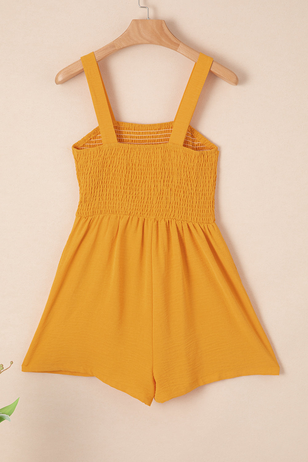 Sundown Smocked Romper — Sleeveless Square Neck One-Piece