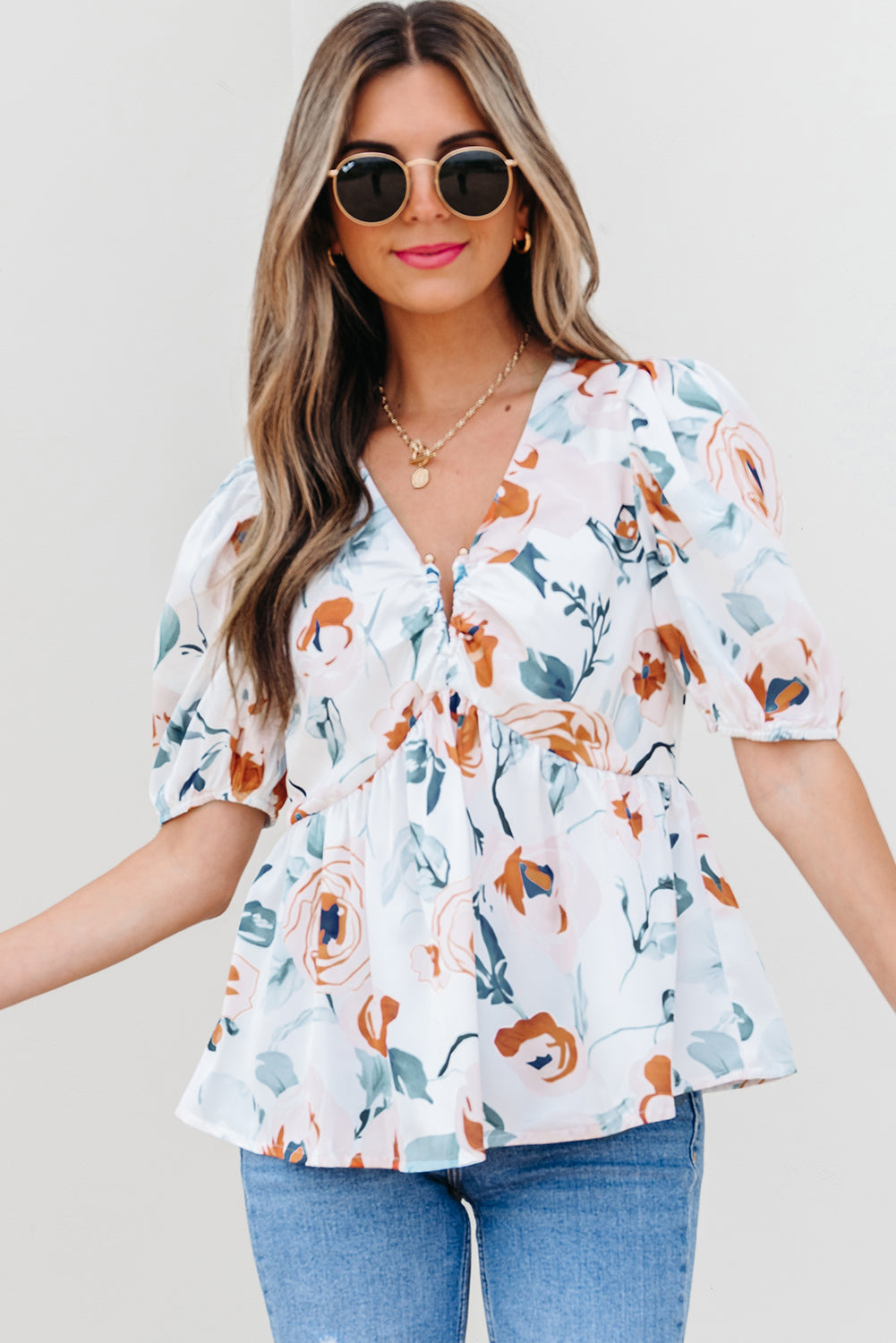 Wildflower Baby~doll Blouse — Floral Puff Sleeve Top