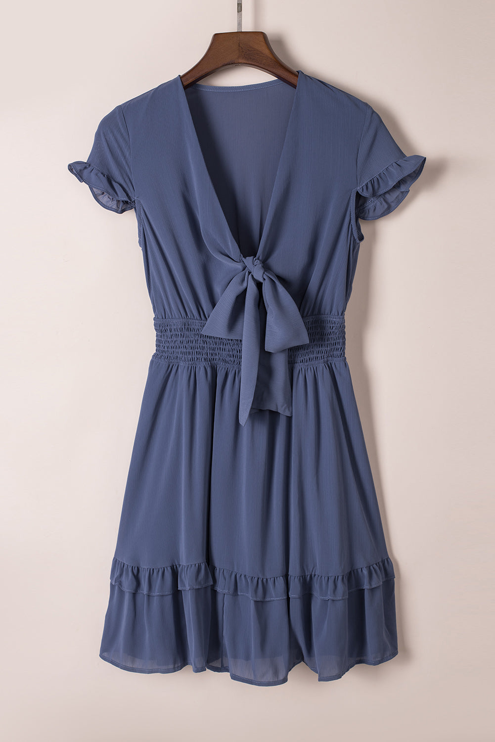 Deep V-Neck Knotted ~ Flare Mini Dress