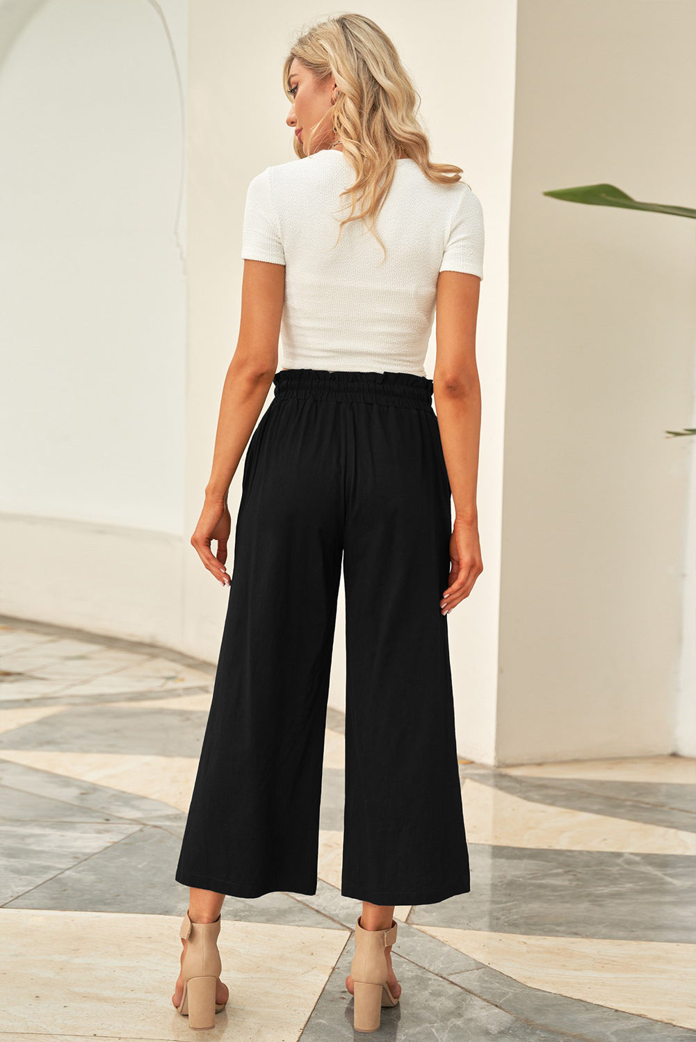 Everyday Ease Trousers — Cropped Drawstring Straight-Leg Pants