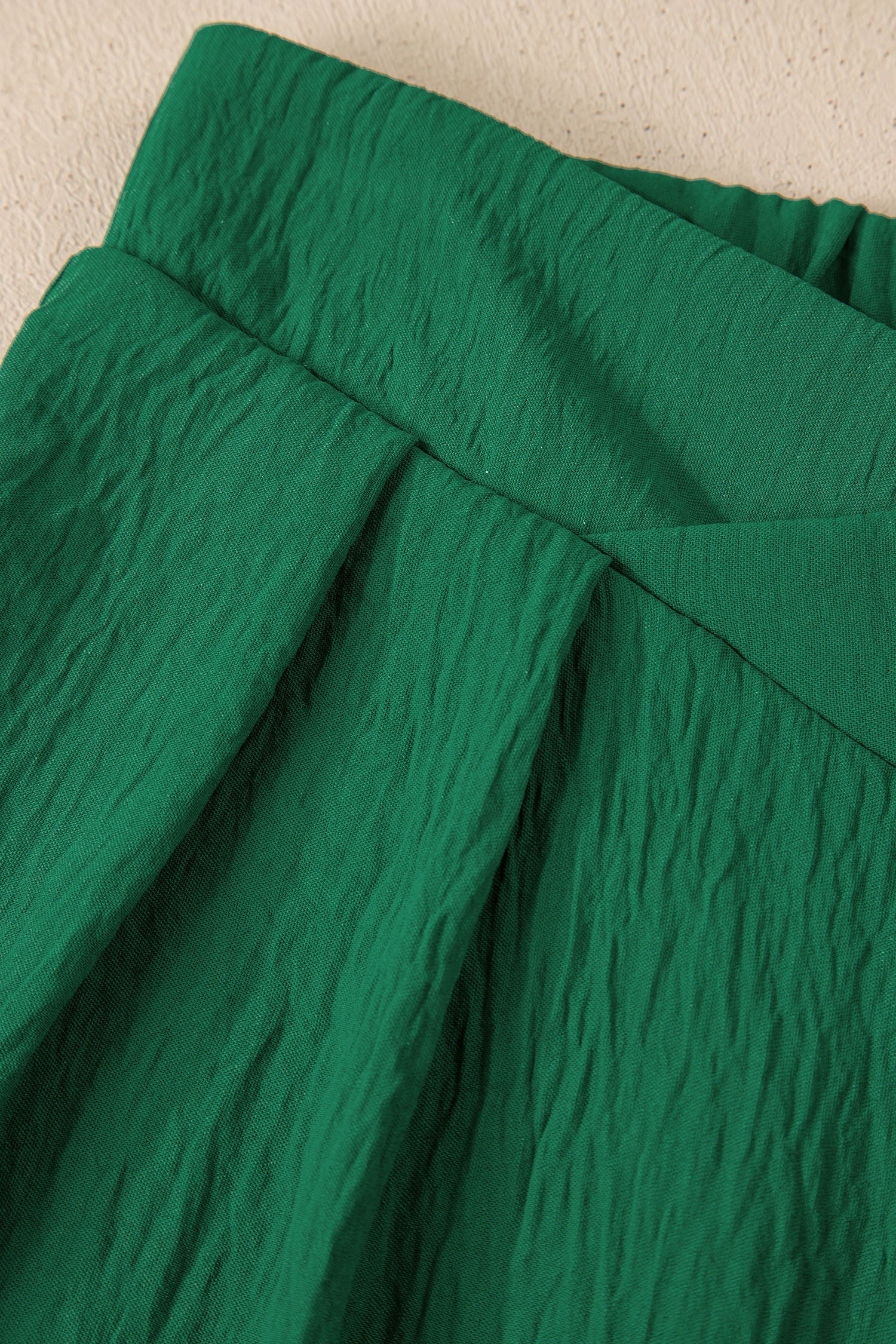 Contour Cross-Waist Trousers — Textured Wide-Leg Pants