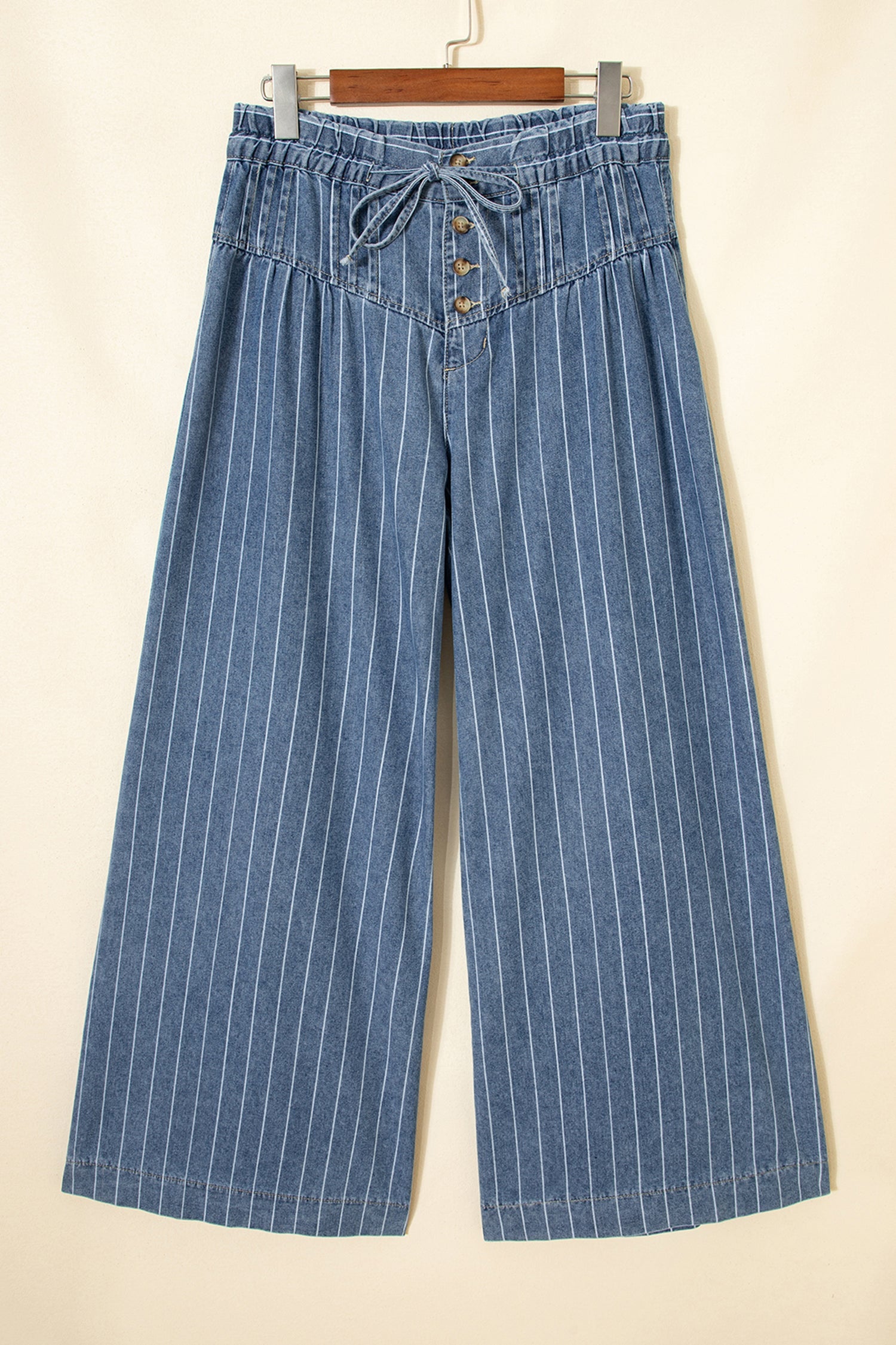 Striped Wide-Leg Drawstring Pants