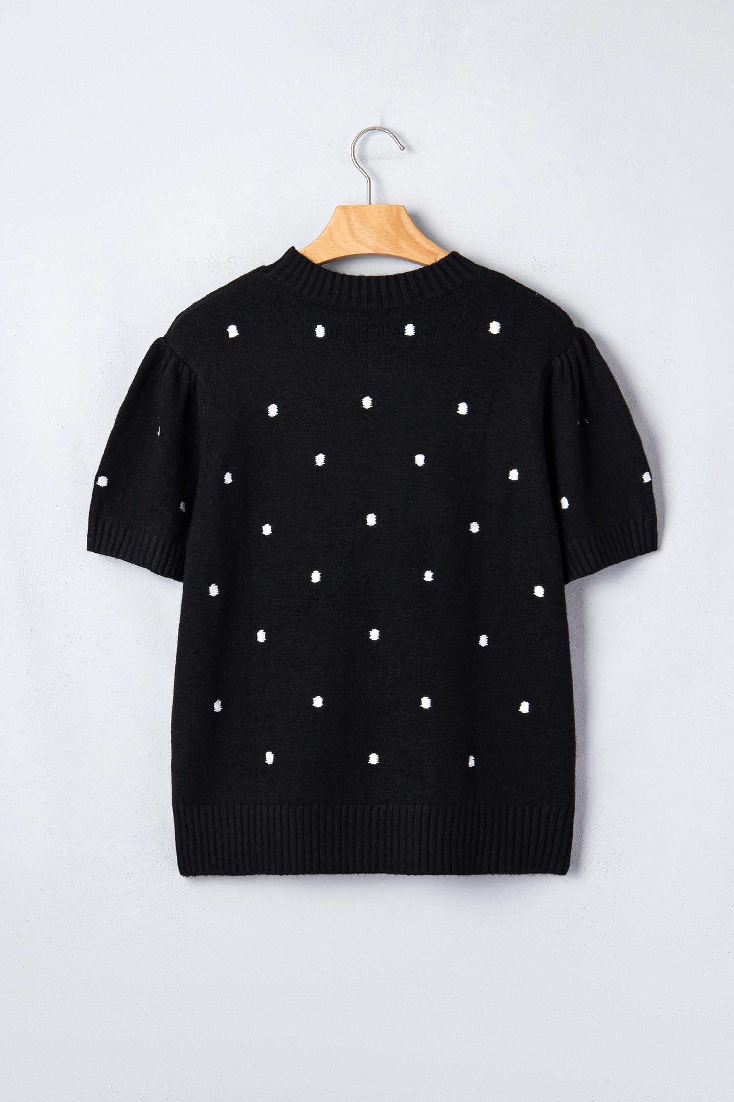 Polka Dot Bubble Short Sleeve Sweater ~ B & W