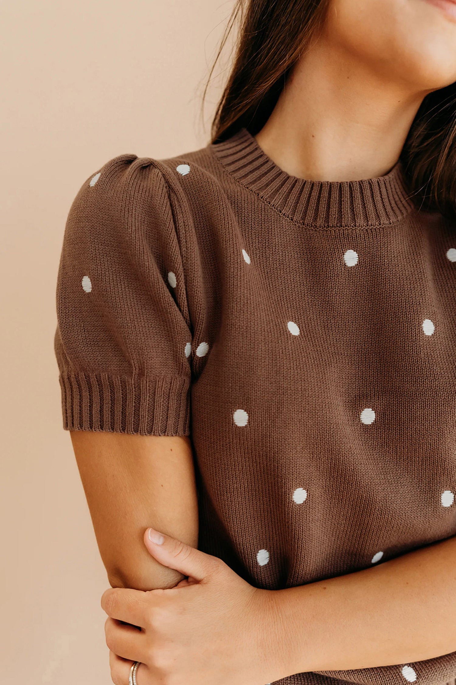 Polka Dot Bubble Short Sleeve Sweater ~ B & W