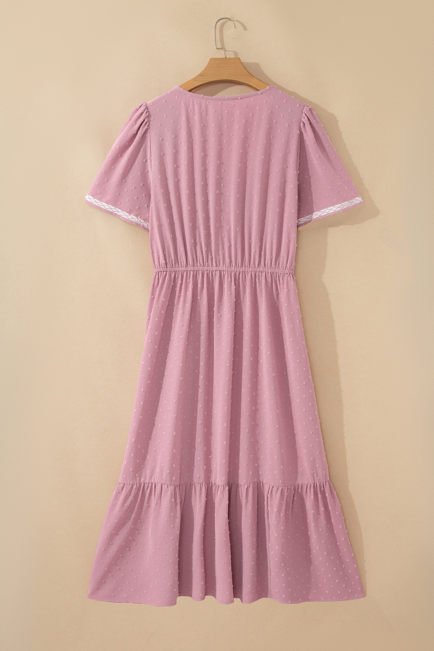 Dot Smoky Rose Flowy ~ Midi Dress