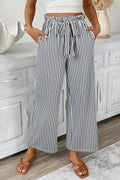 Harbor Stripe ~ Tied High Waist Straight Leg Pants