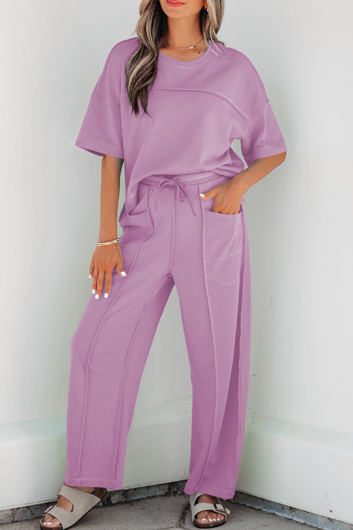 The Morning Meadow Boxy Tee and Barrel Lounge Set for Women