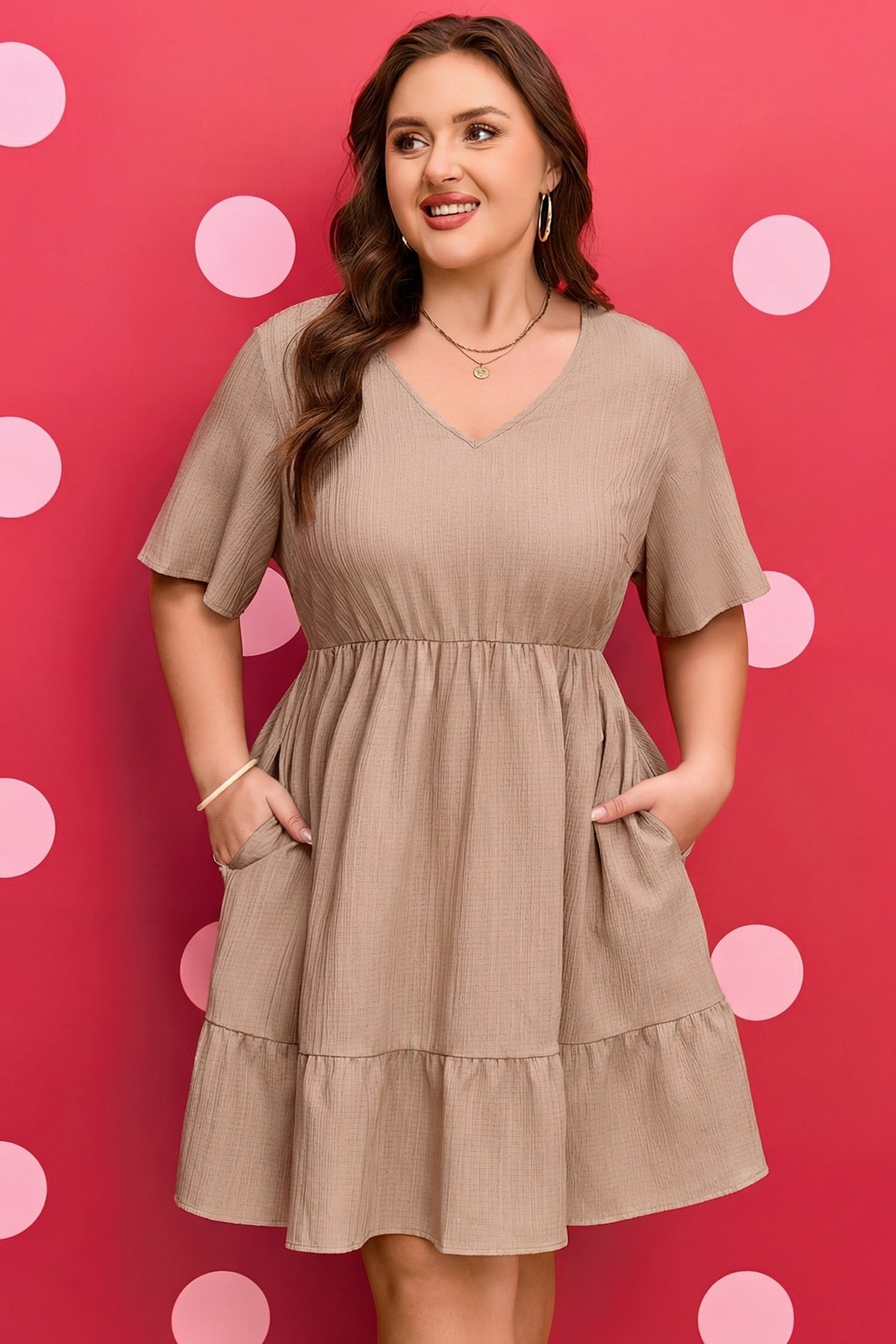 Women’s Textured Ruffle Dress – Graceful Comfort Collection