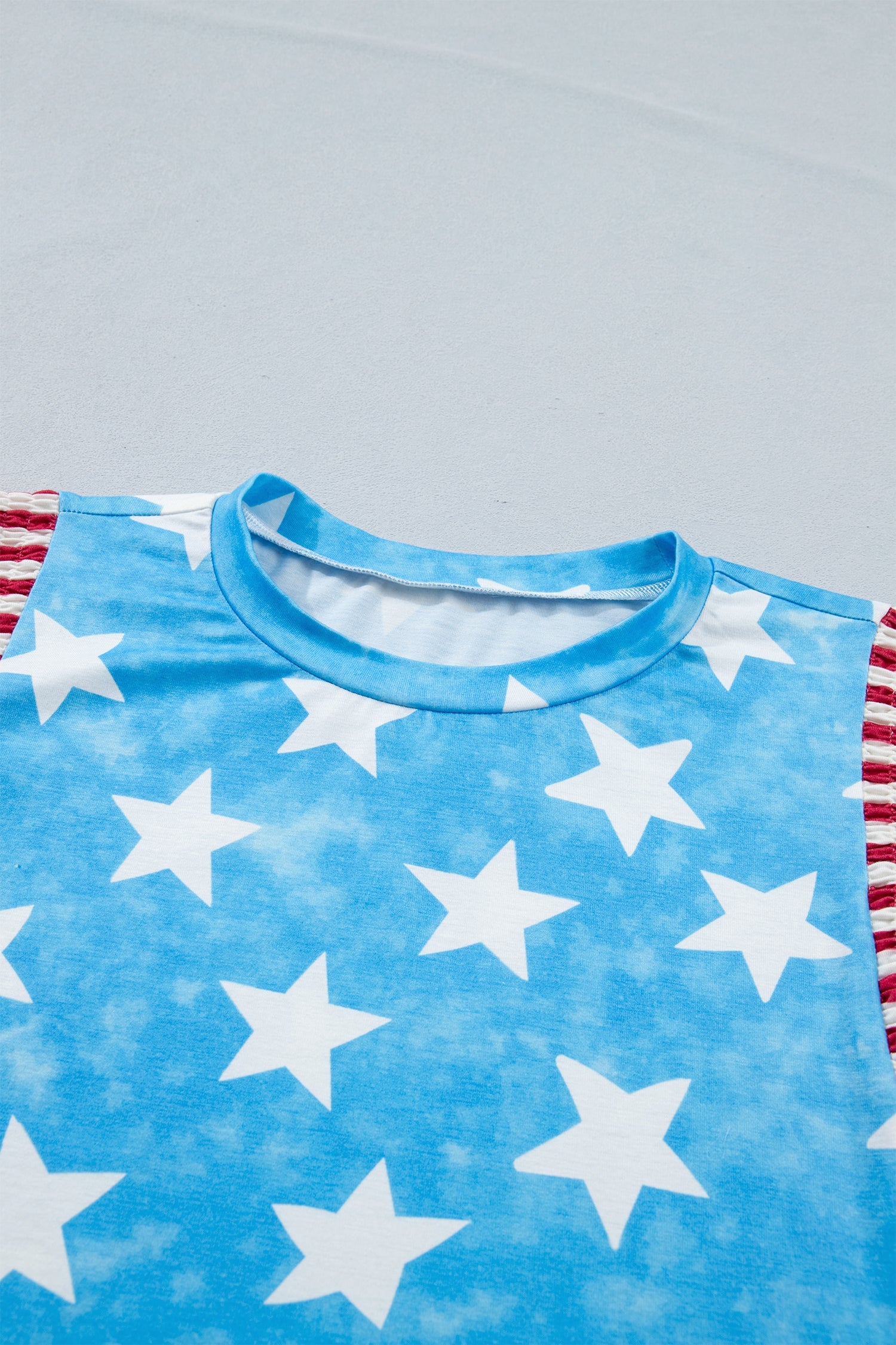 Stars & Stripes Mineral Wash Ruffle Sleeve Top