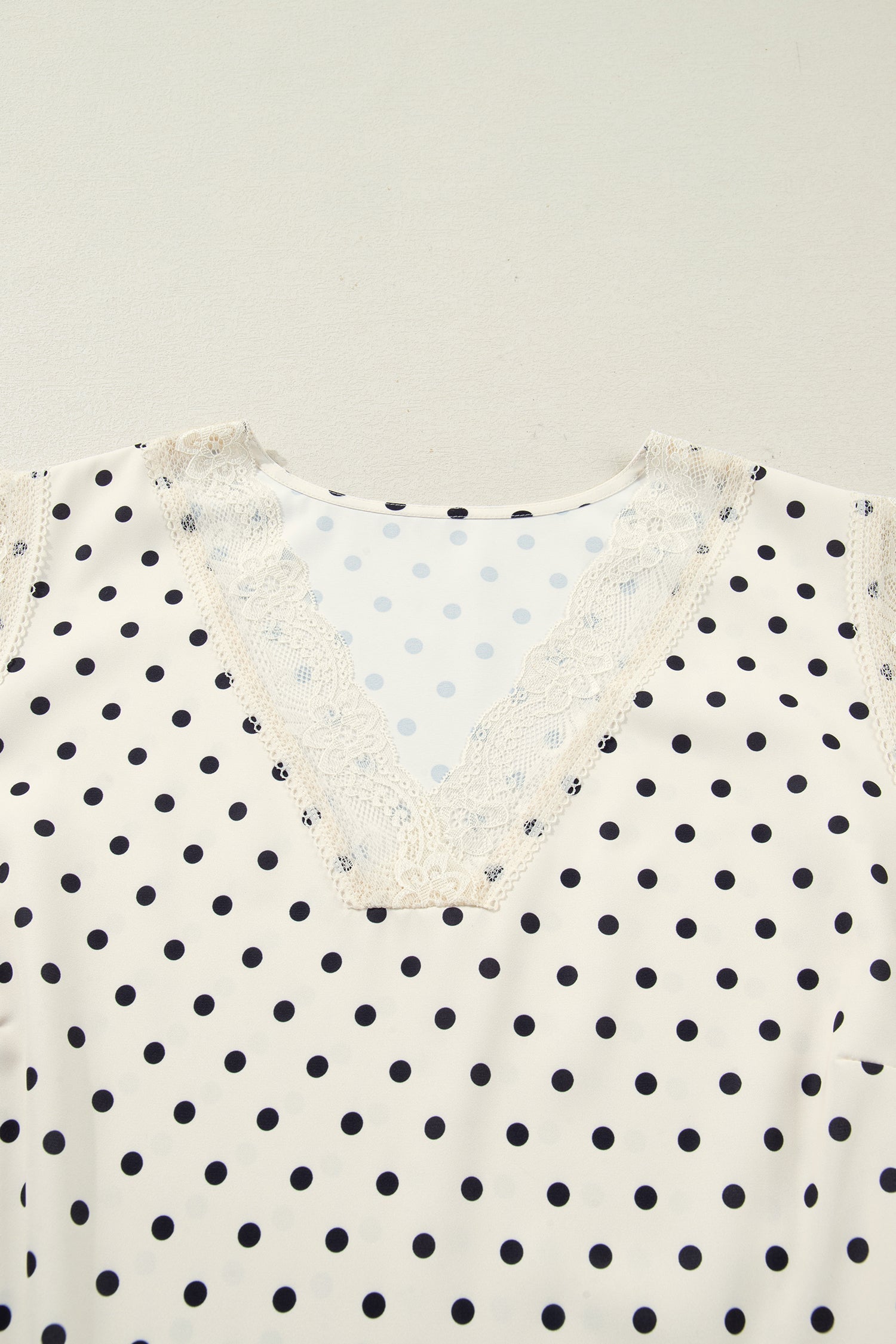 Dottie Lace V-Neck Top — Sleeveless Polka Dot Blouse