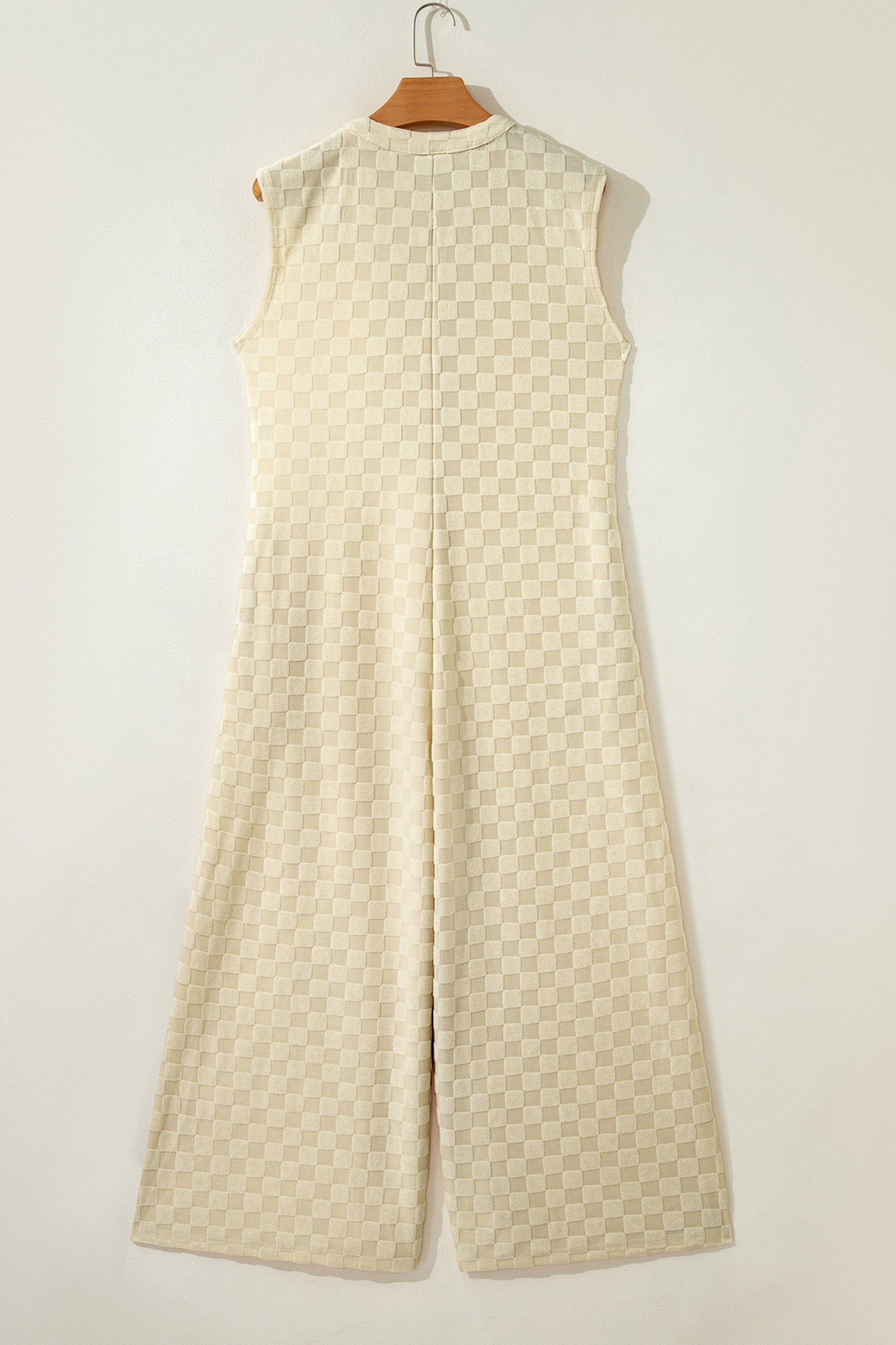 Drift line Textured Jumpsuit — Sleeveless Wide-Leg One-Piece