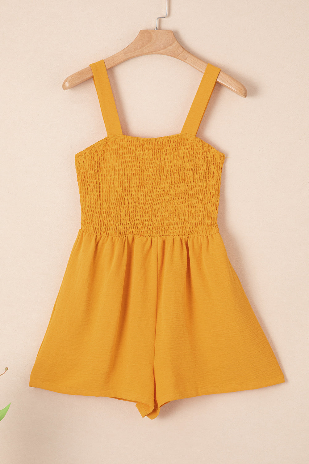 Sundown Smocked Romper — Sleeveless Square Neck One-Piece