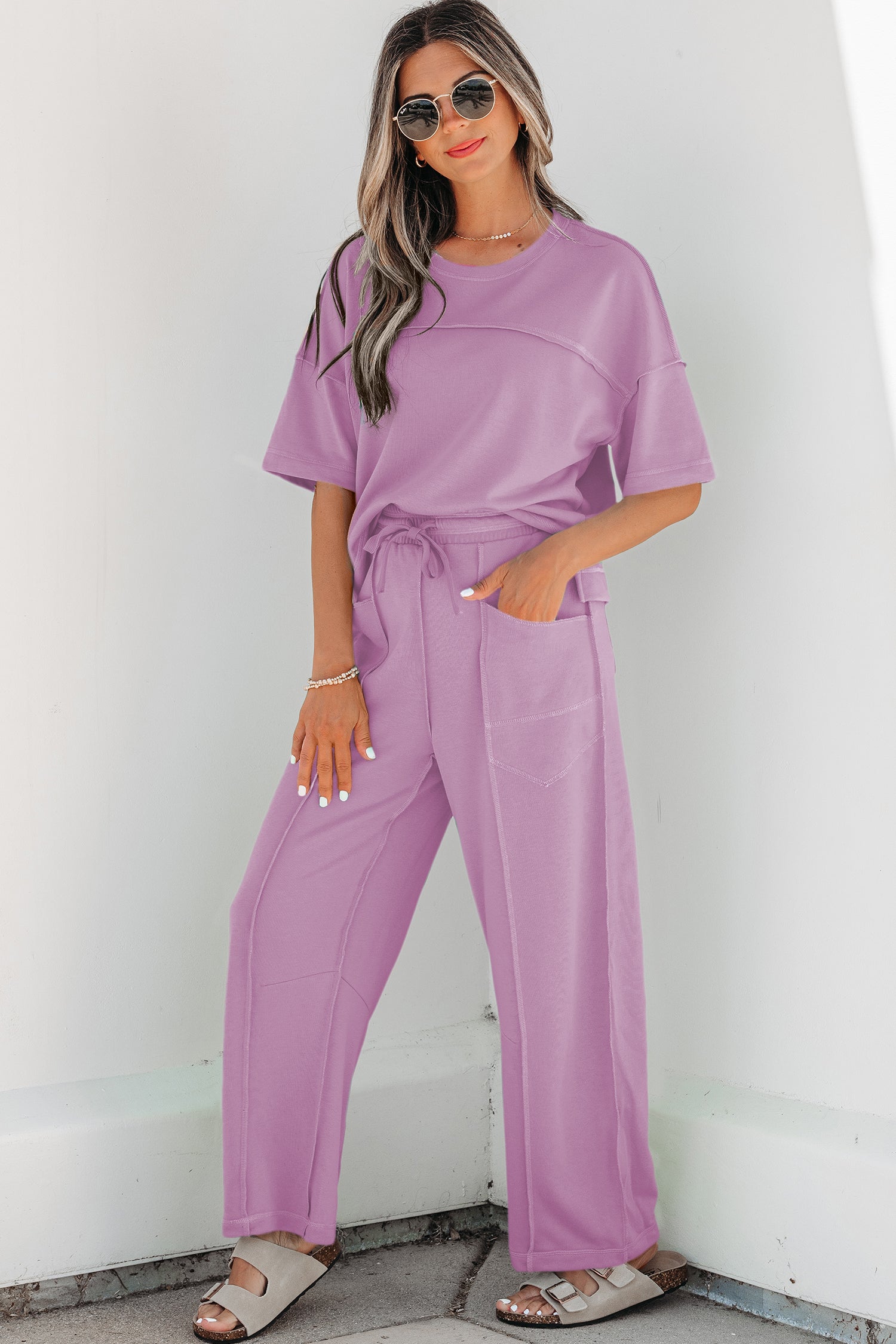 The Morning Meadow Boxy Tee and Barrel Lounge Set for Women