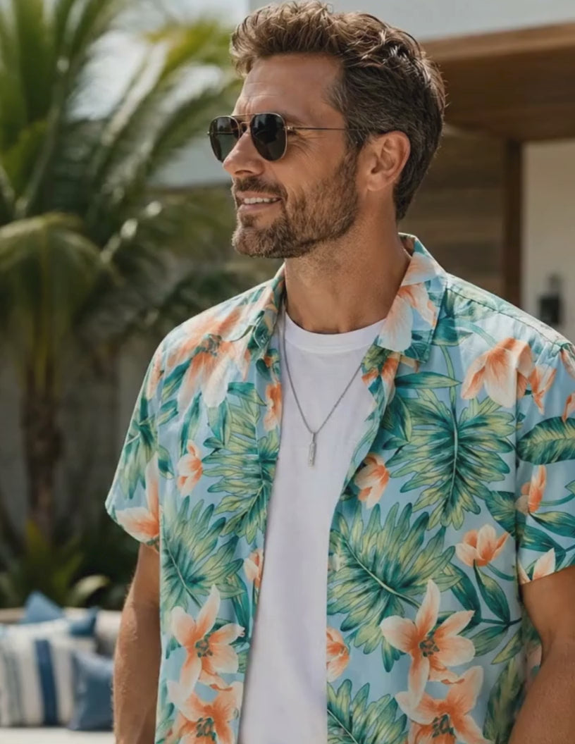 Coastal Escape Shirt — Men’s Tropical Woven Button Down