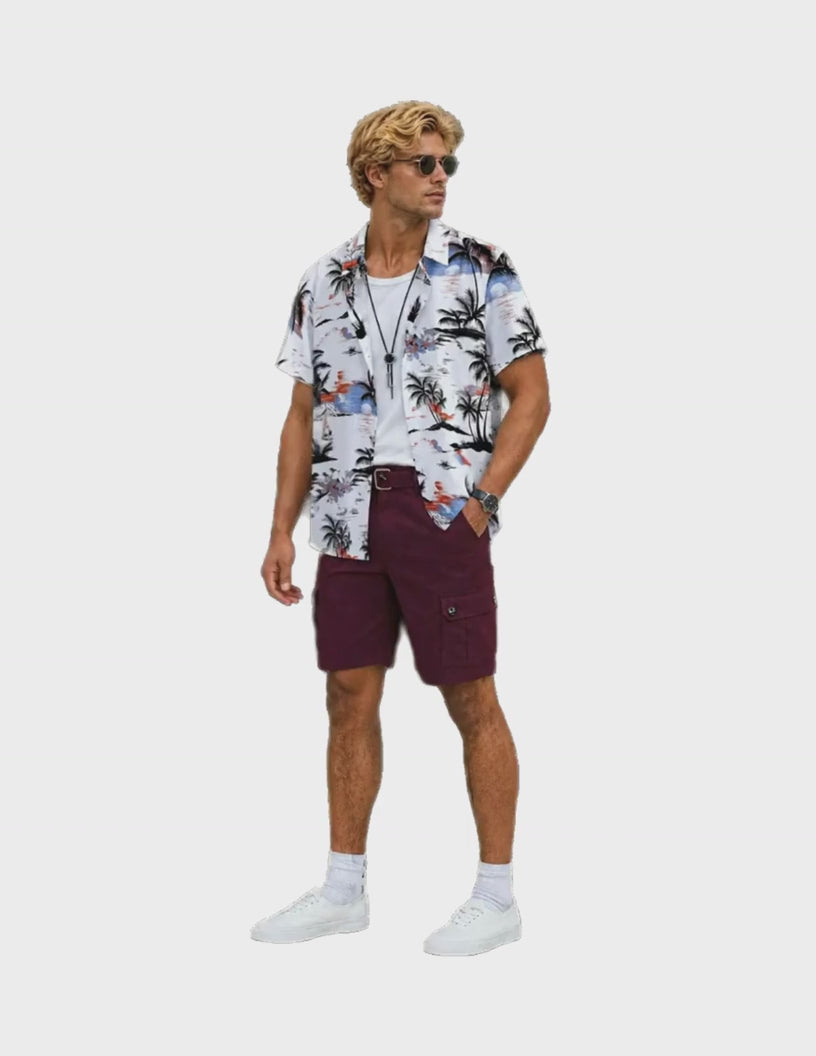 Men’s Botanical Print Shirt — Seaside Button-Down